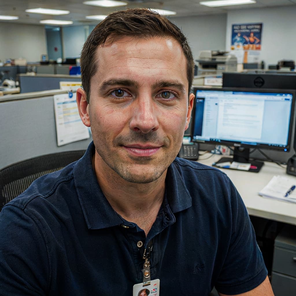 Casual photo of a man before his corporate headshot