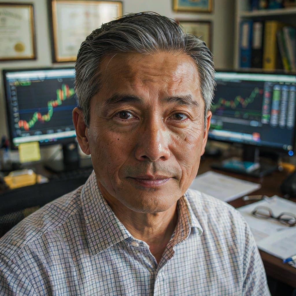 Desk selfie of a male financial advisor before headshot generation