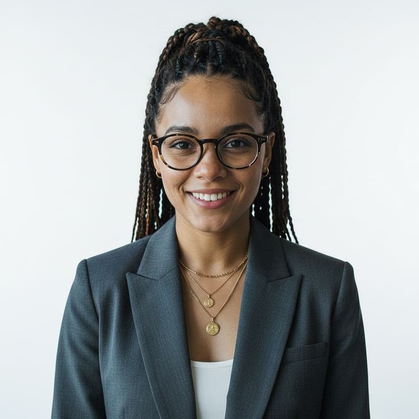 Personal branding headshot example: woman with a warm expression and modern styling