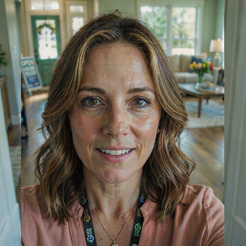 Casual photo of a woman before her real estate headshot