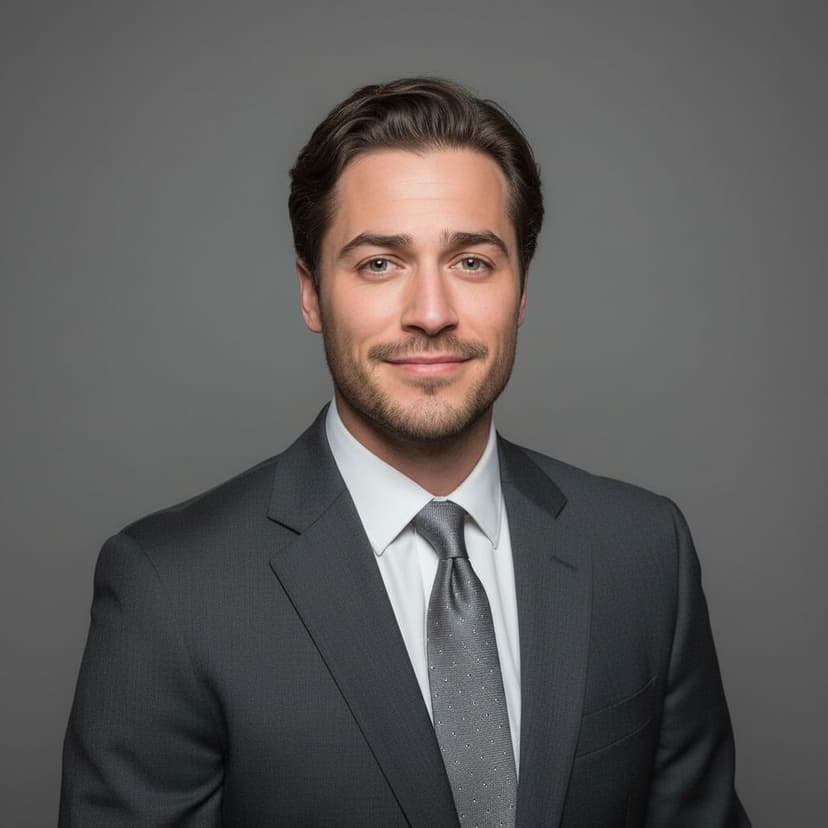 Professional banker headshot of a man in a dark business suit