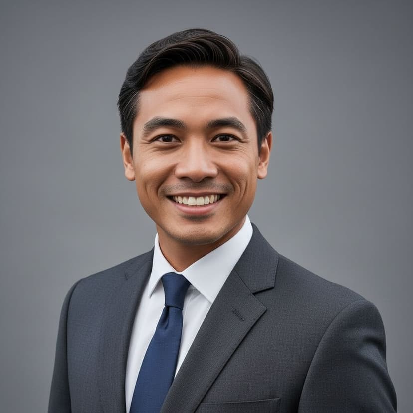 Professional cabin crew application headshot of a man in a business suit