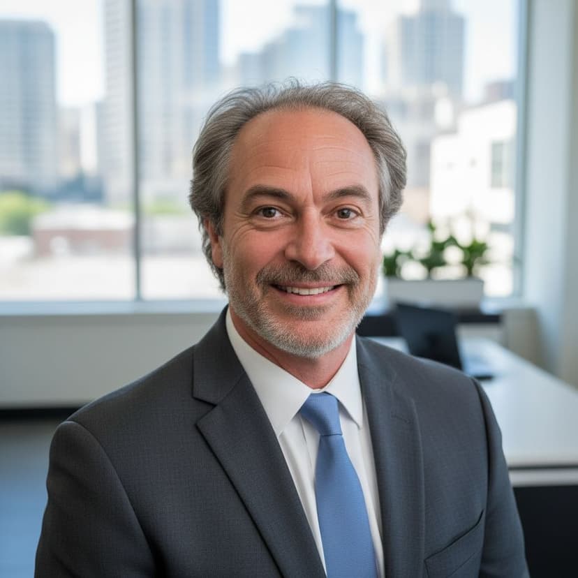 Professional insurance agent headshot of a man in a business suit