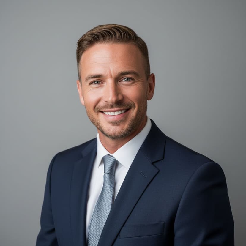 Professional loan officer headshot of a man in a business suit