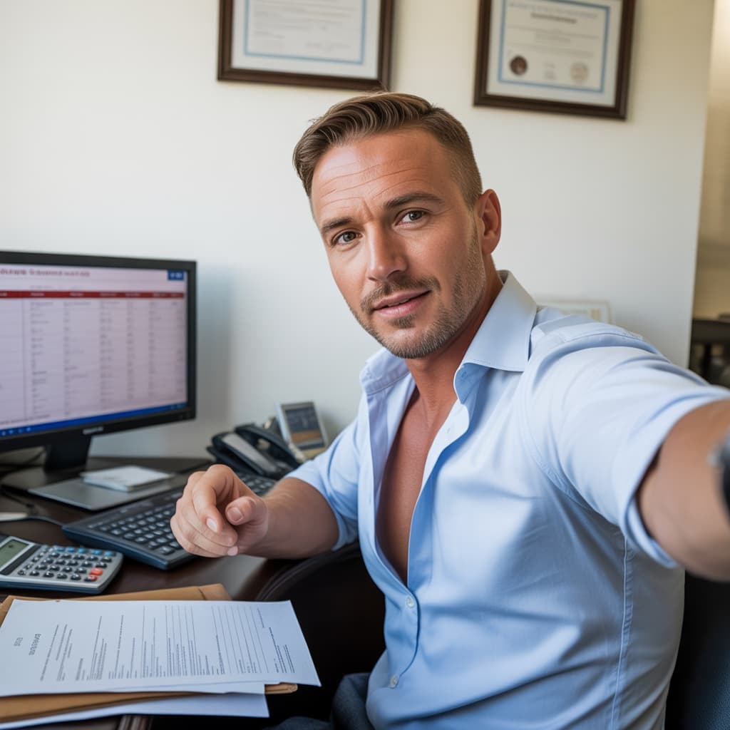 Office selfie of a male mortgage loan officer before headshot generation