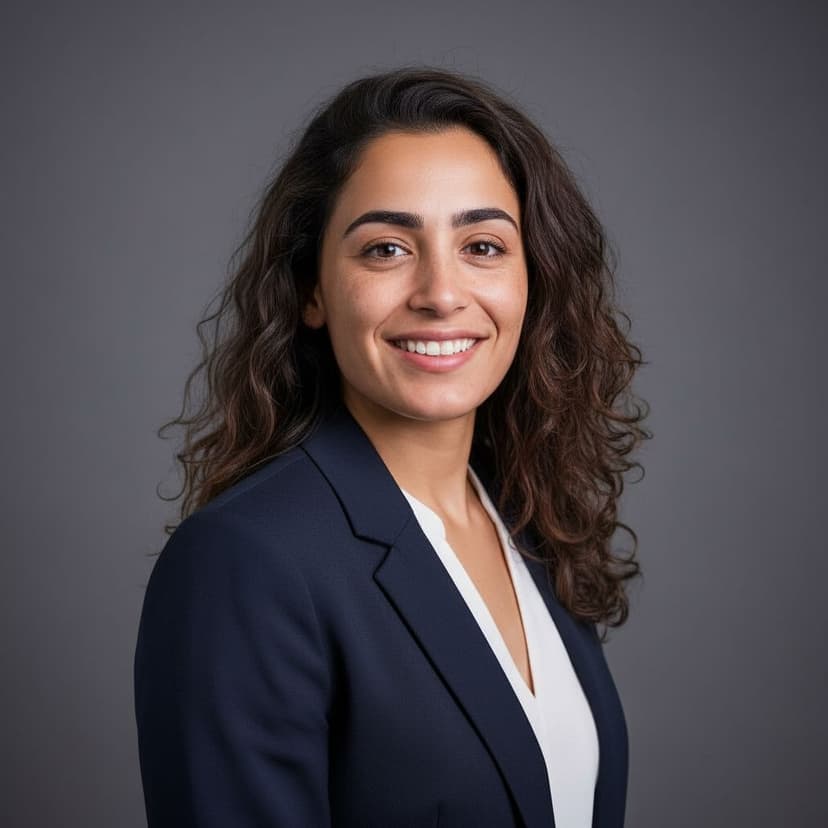 Professional pharmacist headshot of a woman in a blazer